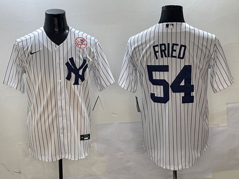 Men New York Yankees #54 Fried White Stripe Game Nike 2025 MLB Jersey style 5